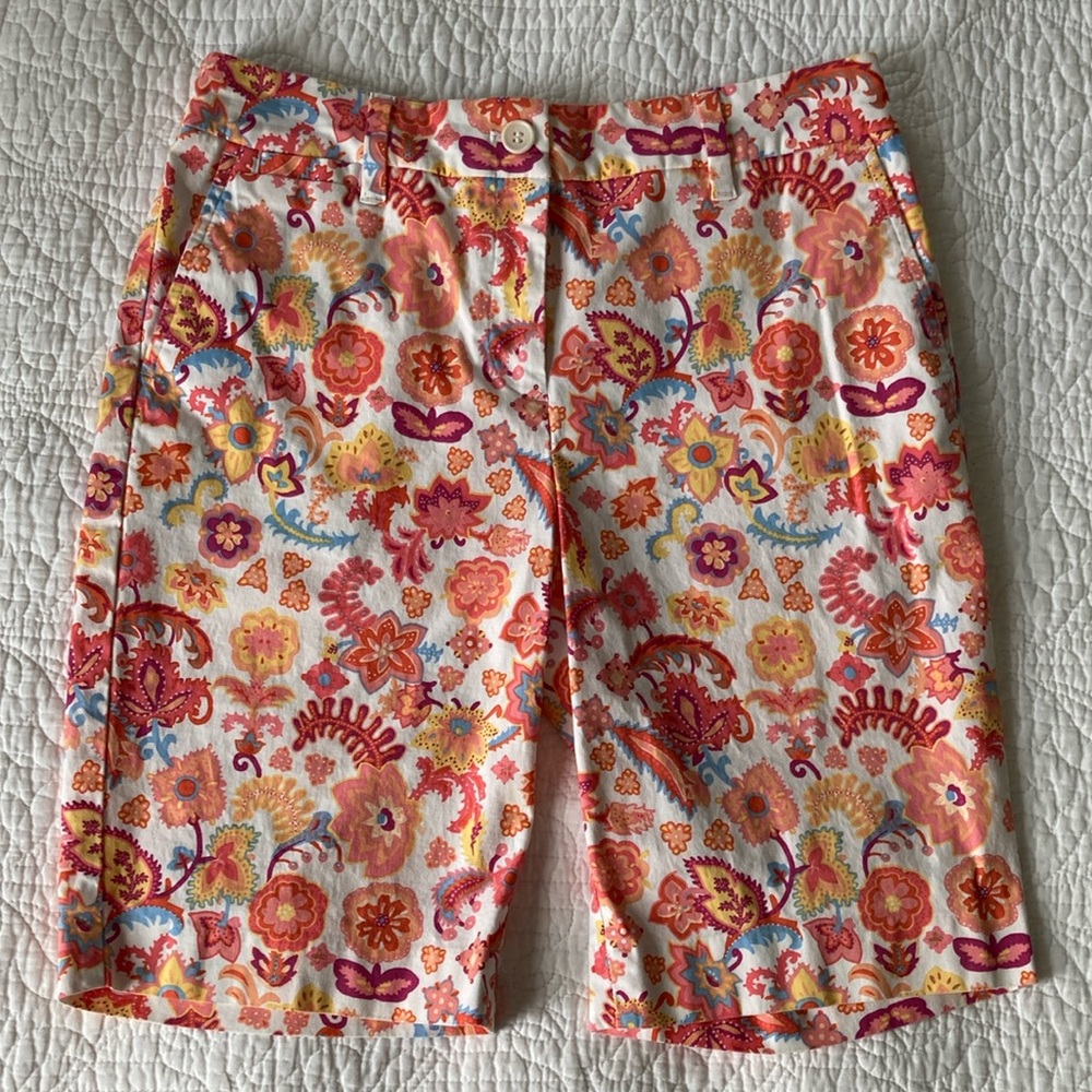 Talbots Floral Bermuda Shorts Vibrant Summer Style, 4